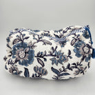 Blue and white floral block-print wash bag