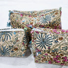 Rainforest block-print wash bag in oyster