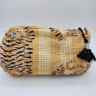 Tiger block-print wash bag in yellow