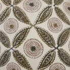 Block-print carnation and trellis cushion cover, cotton canvas