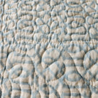 Cheetah and palm block-print quilted bedspread in blue with pillowcases