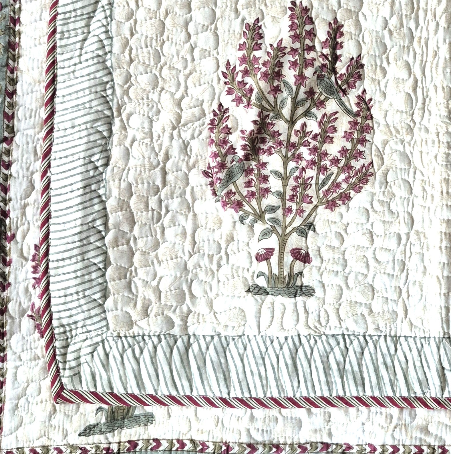 Close up of Pillowcase to match Block Print Bedspread