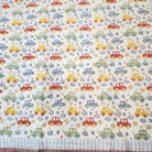Colourful car block-print cotton quilt for children, suitable from age three, detail of the print