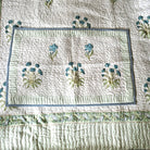 Close up of Pillowcases, Block Print, Blue Floral Print