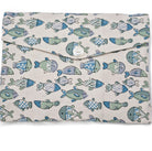 Kids' fish-print long pyjamas in blue with contrast trim