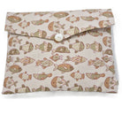 Kids' fish-print long pyjamas in taupe with contrast trim