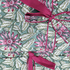 Dahlia-print long cotton pyjamas in green