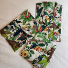 Block-print cotton pyjamas in bird and animal prints, long-sleeved with contrast trim