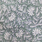 White-on-teal floral block-print short pyjamas