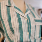 Cabana emerald-stripe short pyjama top in cotton