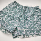 Teal floral block-print pyjama shorts