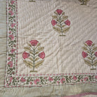 Carnation block-print reversible single quilt