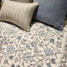 Blue flower block-print single quilt