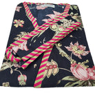 Floral Black block print cotton robe, vibrant floral on black, one size