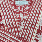 Festive red cotton robe, block print, machine washable, detail