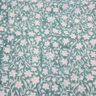 Floral Green Block Print pattern in teal green and white