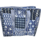 Quilted patchwork block-print shopper bag in blue