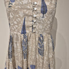 Block-print cotton sundress in a blue poppy print