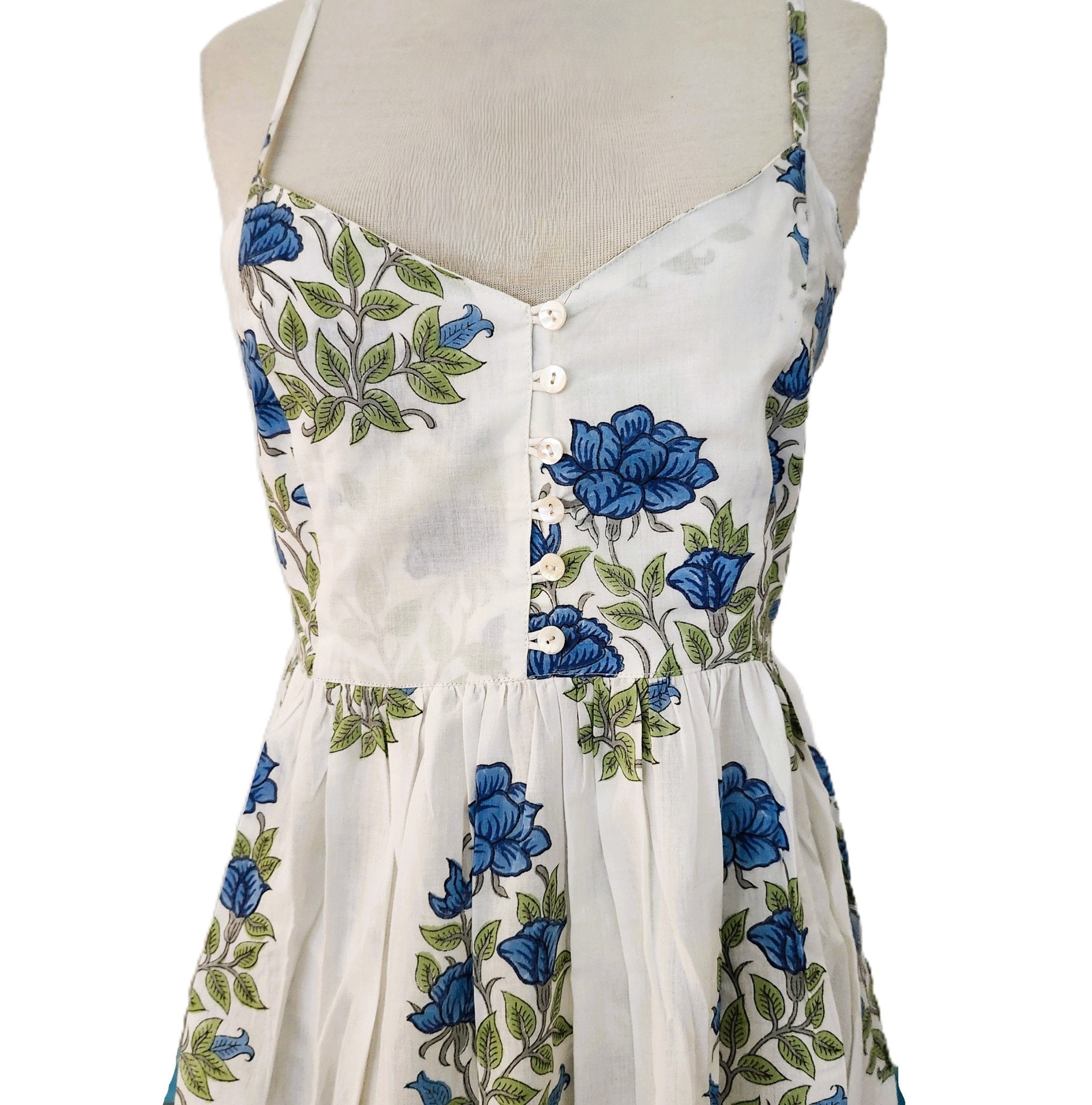 Block-print cotton sundress, Rosa design