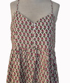 Block-print cotton sundress in a tulip print