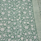 Vibrant green floral block-print cotton tablecloth
