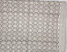 Geometric taupe block-print cotton tablecloth on white