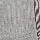 Brown leaf-stripe block-print cotton tablecloth on off-white