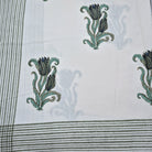 Tulip block-print cotton tablecloth, 150 x 225 cm
