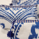Blue and white ikat block-print wash bag