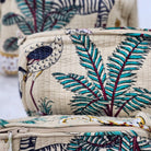 Beige safari block-print cosmetic bag