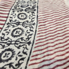 Burgundy striped block print scarf in soft lightweight wool, 44 by 84 cm, from Inside Living Hong Kong