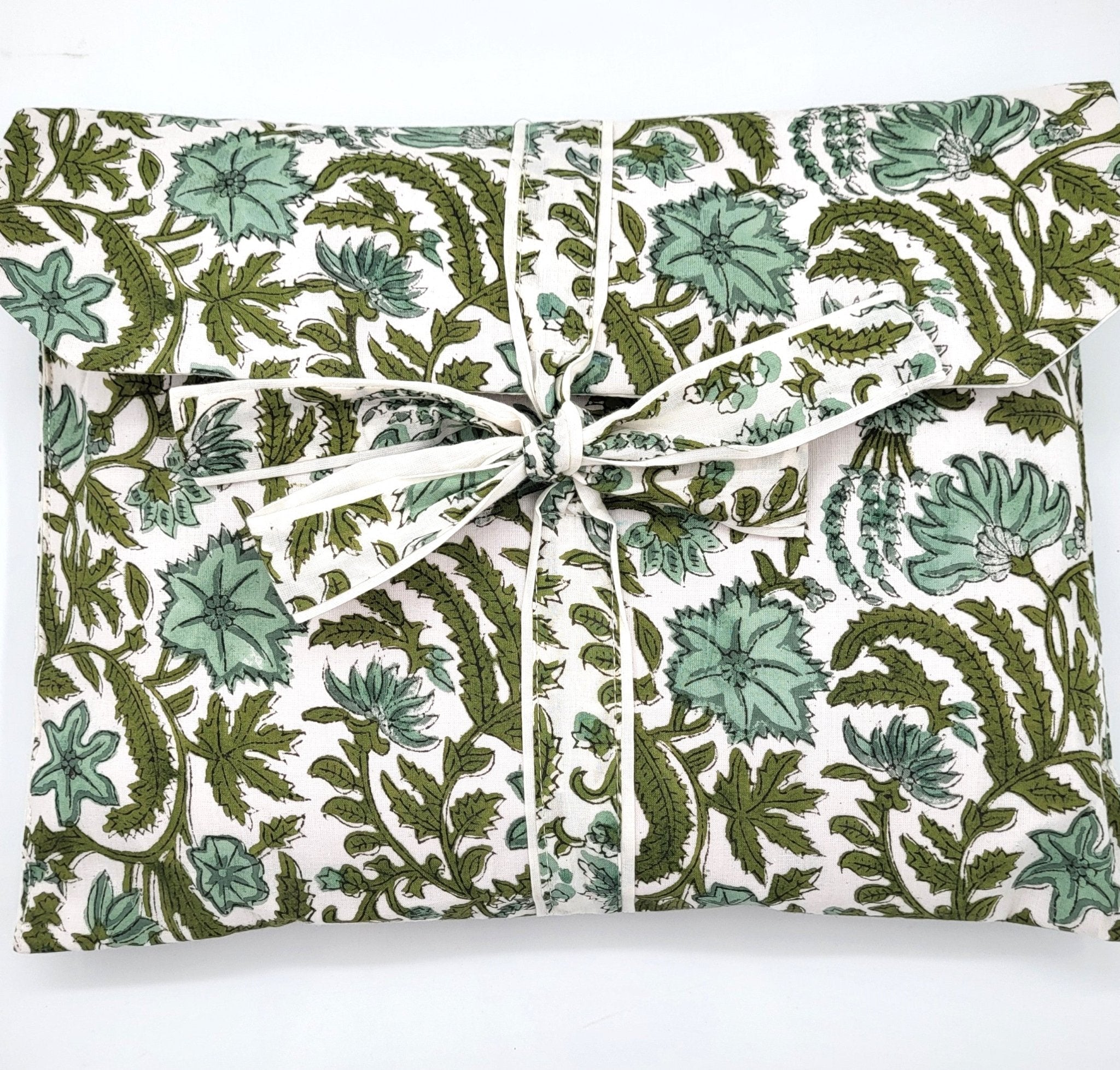 Eloise teal floral block-print pyjamas, long style