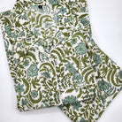 Eloise floral block-print cotton pyjamas with white trim