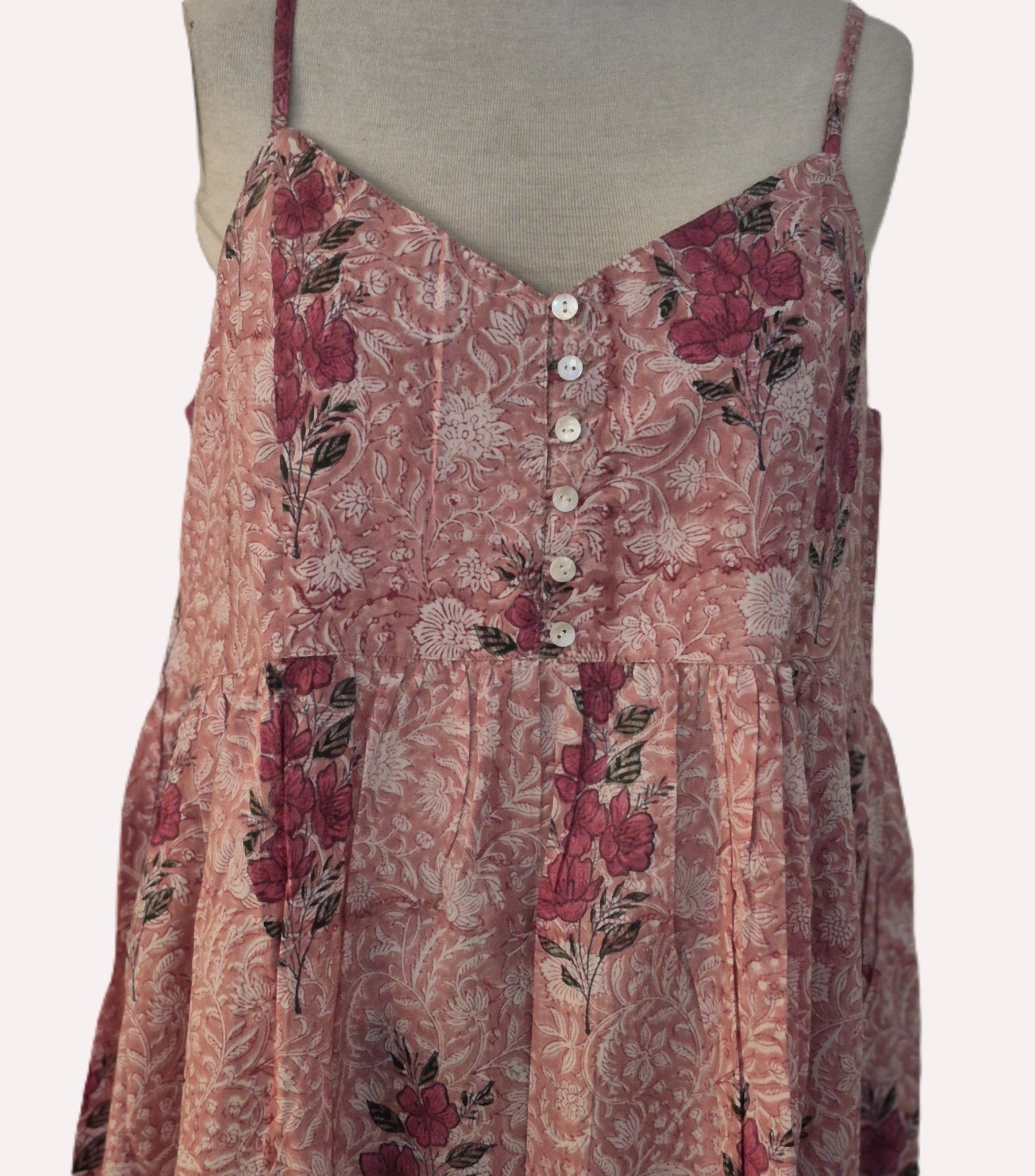 Block-print cotton sundress, Pinky design