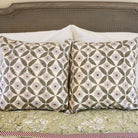 Carnation flower-head block-print cushion, 40 cm