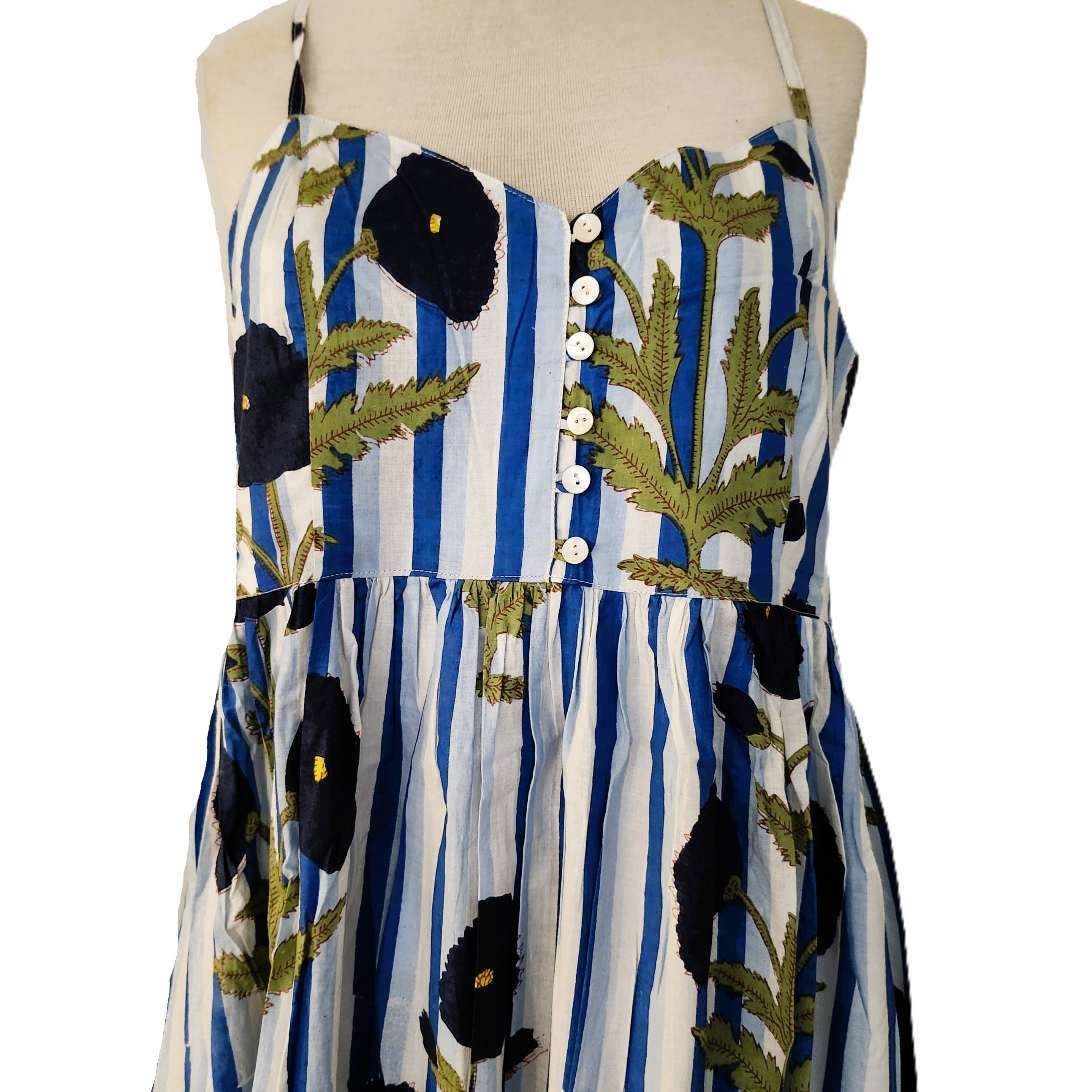 Block-print cotton sundress in a poppy print