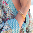 Natural horn bangle with gold lacquer finish, handcrafted