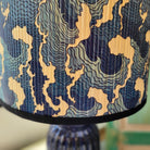 The Wave lampshade, Hokusai-inspired wave print on bamboo, 30 cm diameter