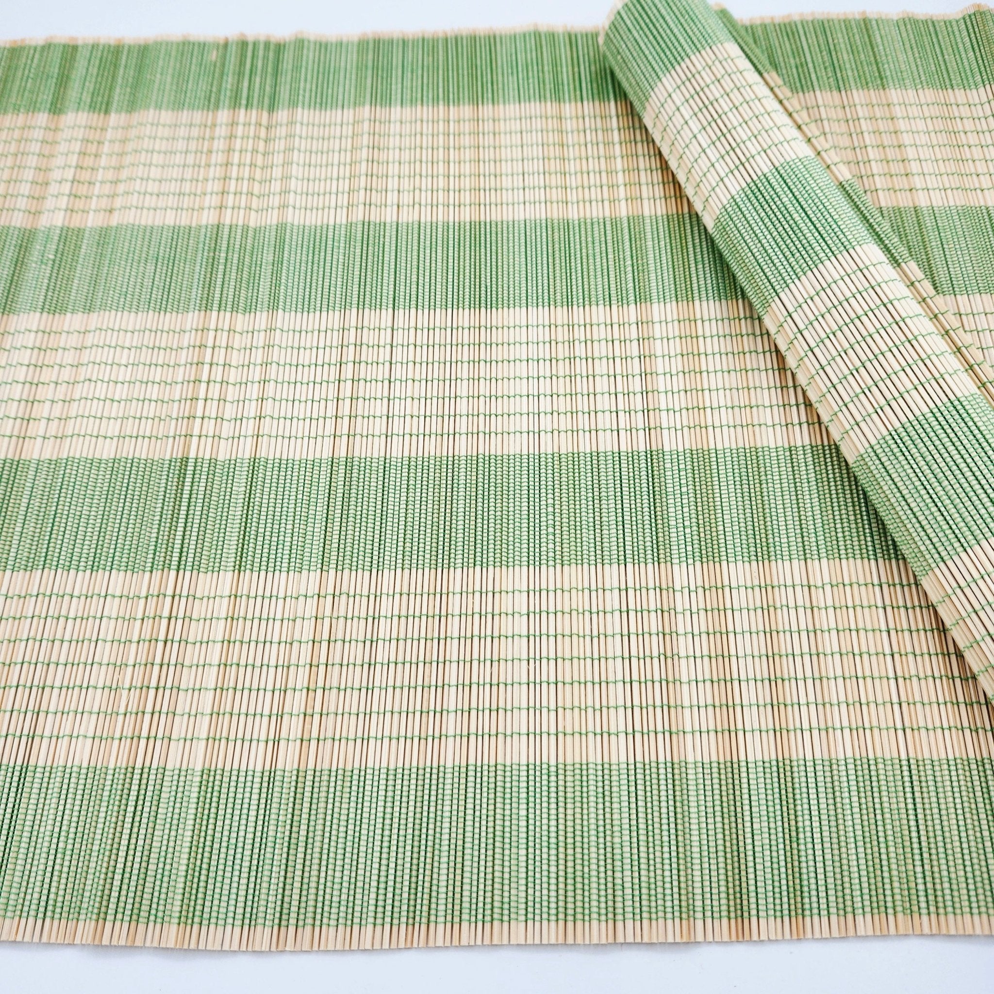 Lime green woven bamboo placemat, 38 x 30 cm