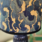 Annam bamboo-shade lamp with a Great Wave inspired blue and cream shade
