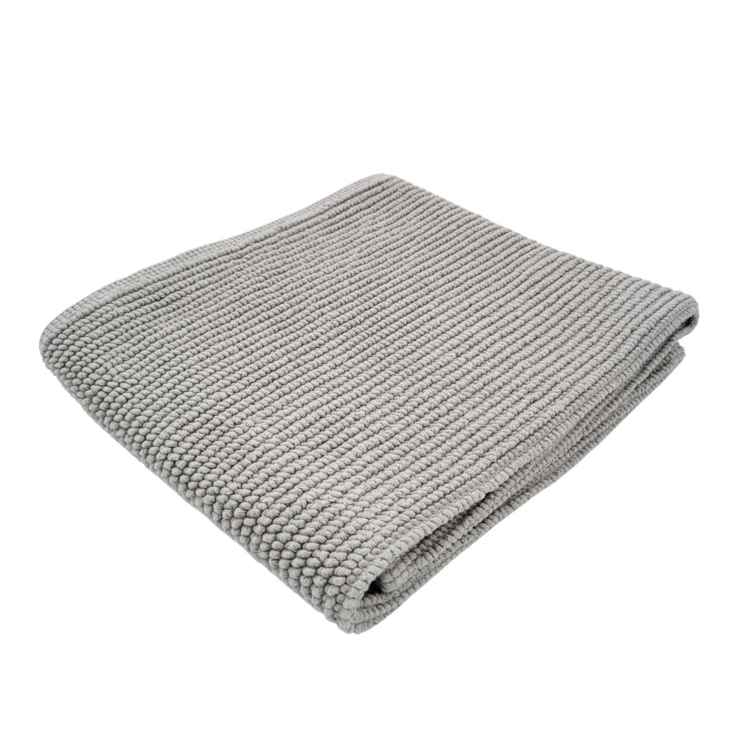 Ribbed bath mat in puddle grey, 100% cotton, 55 x 85 cm, high absorbency