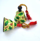 Holly tiny bell in green, hand-painted papier mache with brass bell