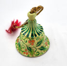 Holly tiny bell in pale green, hand-painted papier mache with brass bell