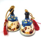 Winter Houses tiny bell with snowy night scene, hand-painted papier mache