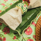 Mint floral block-print tablecloth set for Christmas