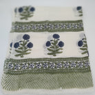 Block-print wool shawl with a blue poppy motif