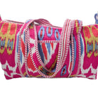 Quilted block-print weekend bag in pink ikat