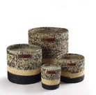 Raphia Mogador Orange Blossom candles in natural and black raffia, three sizes, orange blossom scent