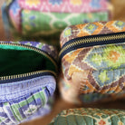 Vintage silk sari cosmetic bag, hand-quilted, styled
