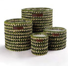 Raphia Mona Dates candle, woven raffia jar, detail